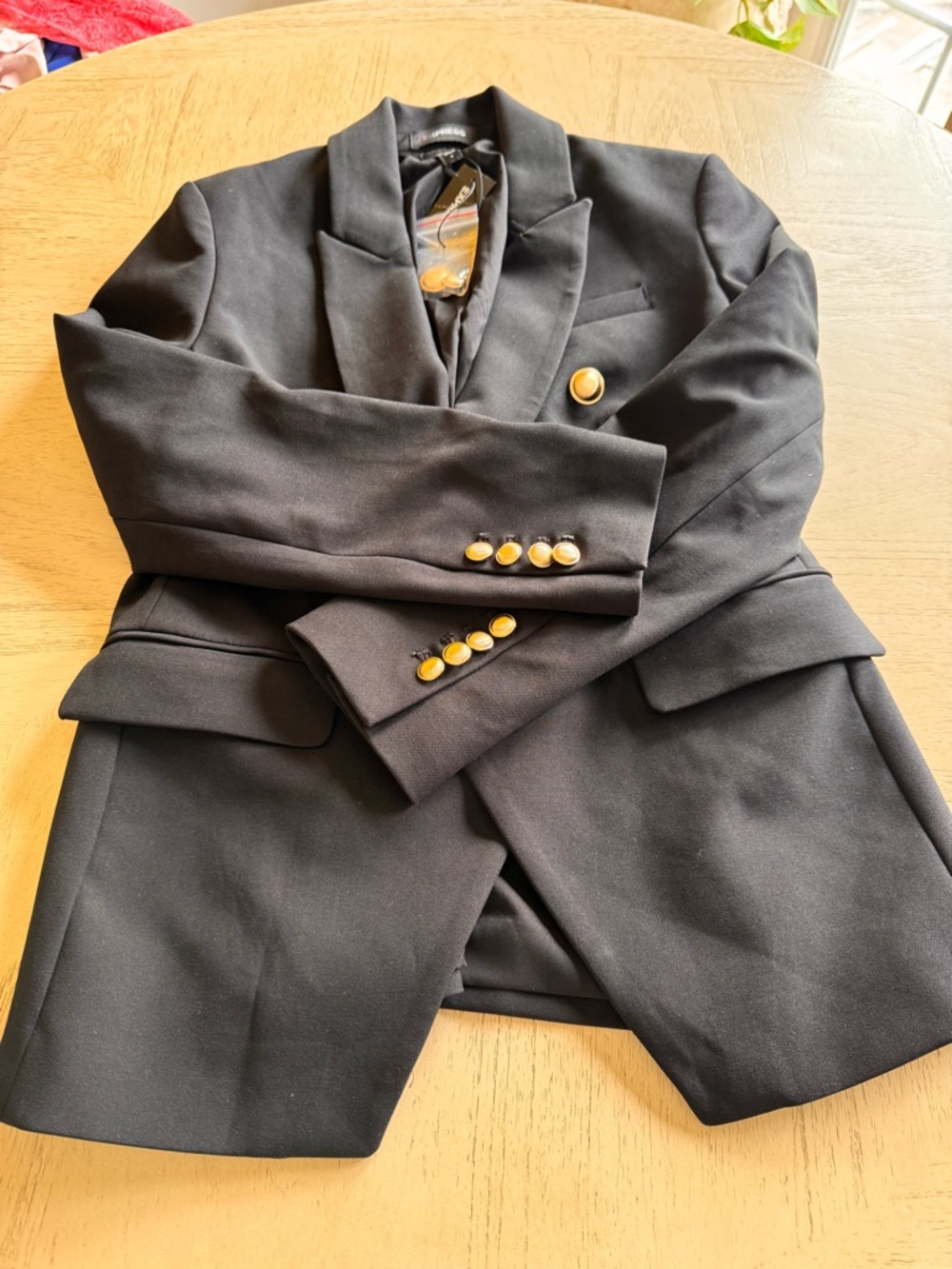 Express Black Double-Breasted Blazer with Gold Buttons - Picture 5 of 5